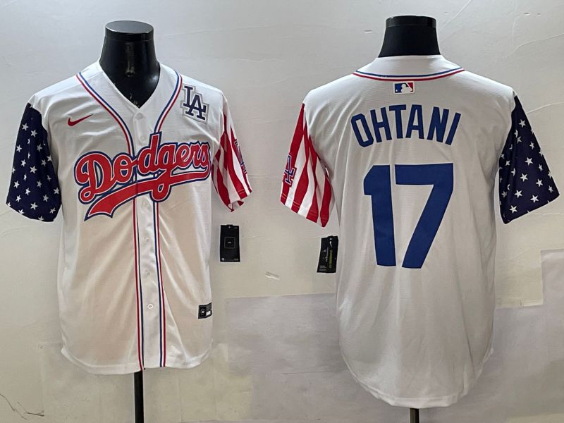 Men Los Angeles Dodgers 17 Ohtani White a generation of national flags Joint name 2025 Nike MLB Jersey style 18